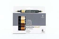 סט טוש פרומרקר מכחול 6 גווני גוף | WINSOR & NEWTON סט טוש פרומרקר מכחול 6 גווני גוף | WINSOR & NEWTON