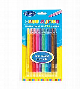 עפרונות שעווה עבים מנגנון מסתובב 10 יח' עפרונות שעווה עבים מנגנון מסתובב 10 יח'