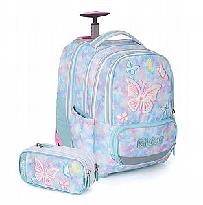 ITrolly+קלמר Butterfly תכלת | קל גב ITrolly+קלמר Butterfly תכלת | קל גב