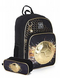 תיק+קלמר XD KG Gold Soccer שחור/זהב | קל גב תיק+קלמר XD KG Gold Soccer שחור/זהב | קל גב