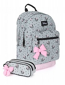 תיק+קלמר Disney Grey Minnie אפור/ורוד | קל גב תיק+קלמר Disney Grey Minnie אפור/ורוד | קל גב