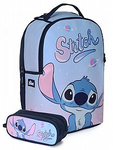 תיק+קלמר Stitch Space תכלת/ורוד | קל גב תיק+קלמר Stitch Space תכלת/ורוד | קל גב