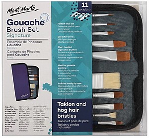 סט 10 מכחולים לגואש + נרתיק | MONT MARTE סט 10 מכחולים לגואש + נרתיק | MONT MARTE