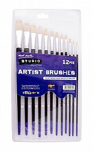 סט מכחולים ראש שטוח 12 יח' סט מכחולים ראש שטוח 12 יח'