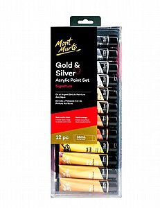 סט אקריליק גווני זהב וכסף 12 יח' סט אקריליק גווני זהב וכסף 12 יח'